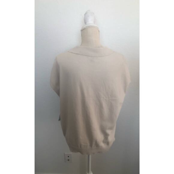 DKNY Light Beige Sleeveless Collared Knit Sweater - L - Picture 4 of 4